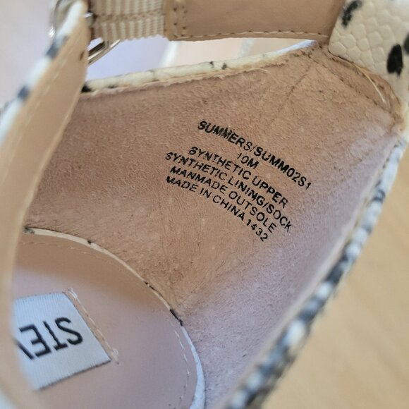 Steve Madden Snakeskin Platform Heels – Size 10 – Ankle Strap Peep Toe Cork Heel - Picture 5 of 6